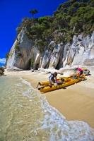 There are several operators in the small community of Marahau, who offer guided kayak tours in the Abel Tasman National Park.