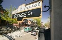 An elaborate street sign decorates the quaint village of Hess in Hamilton, Ontario, Canada.