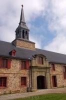 The bell tower adorns the historic building at the King's Bastion at the Fortress of Louisbourg in Nova Scotia, Canada.