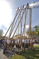 The blue and white pole raised at the historic Maibaumfest in Putzbrunn, Germany, is known as the May Tree.