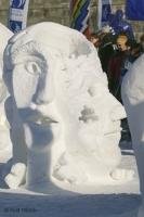 An abstract ice sculpture on display at the Quebec Winter Carnival, Quebec City, Canada.