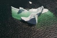 Aerial Stock Photo of an Iceberg floating in the Atlantic Ocean