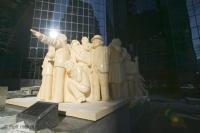 Created by European artist Raymond Masson, the Illuminated Crowd statue was installed in 1986 in Montreal.