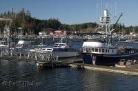 Boats moored at the quaint fishing village of Ilwaco in Washington, USA.