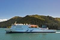 Passengers board the Interislander Ferry to go back and forth between Picton and Wellington in New Zealand.