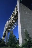 The International Bridge connects the two towns of Sault Ste Marie, one in Ontario Canada and one in Michigan, USA.