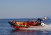 A fast moving zodiac is an important piece of equipment for the lifeguards.