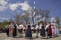 Part of the finale of the annual Maibaumfest is dancing near the Maibaum in Putzbrunn, Germany.