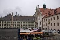 Saturday is a great day to visit the farmers market at the Marienplatz and get a great photo of the town center in Freising, Bavaria.