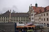 Saturday is a great day to visit the farmers market at the Marienplatz and get a great photo of the town center in Freising, Bavaria.