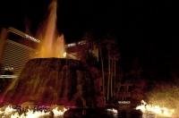 A stunning display of fire and water as the volcano outside the Mirage Hotel and Casino ends a show in Las Vegas, Nevada.