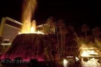 The erupting volcano outside the Mirage Hotel and Casino in Las Vegas, Nevada, USA.