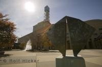 There is a large collection of art on display at the Mississauga Civic Centre in Ontario, Canada.