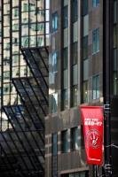 The streets in the Financial District of downtown Toronto, Ontario are lined with modern day business buildings.