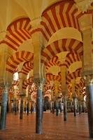 Beautifully preserved arches and columns remain as part of the Mosque Cathedral, aka Mezquita, in the city of Cordoba, Andalusia, Spain.
