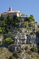 High upon a rocky mountain sits the unique village of Gourdon in the Provence, France in Europe.