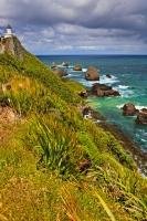 An iconic location featuring a steep headland at the northern end of the Catlins on the South Island of NZ, Nugget Point gets its name from the numerous rock formations at the base of the headland.