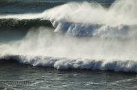 Spectacular views of ocean rollers and seaspray along the Oregon Coast at Cannon Beach in the USA.