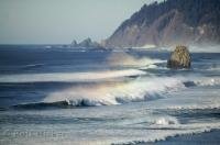 A stunning view from near Cannon Beach towards Ecola State Park and the Pacific Ocean along the Oregon Coast, USA.