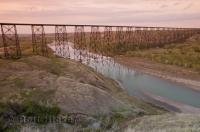 The Lethbridge Viaduct, one of the major attractions in Lethbridge Alberta, crosses the Oldman River and is the longest railway bridge of its kind in the world.