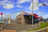 Wall murals are a big feature in the small town of Opunake along the Surf Highway in Taranaki, New Zealand.