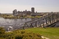 Looking across the Ottawa River to Hull in Quebec from Nepean Point in Ontario, Canada.