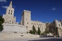 The ancient Palace of the Popes, Palais des Papes, on the Place du Palais in Avignon, Provence in France, Europe.