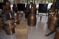 Perfume equipment such as these have been used for distilling for many years at the Parfumerie Fragonard in the town of Grasse in Provence, France.