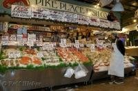 The famous Pike Place Fish Co at the Public Market Center in Seattle, Washington.