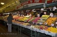 Fresh produce available at a stall at the Public Market Center in downtown Seattle, Washington, USA.