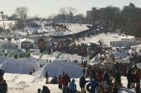 The plains of Abraham are abuzz with families enjoying the winter vacation during the Quebec Winter Carnival.