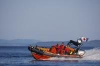 The Coast Guard patrols boating traffic in the Queen Charlotte Strait in BC, Canada.