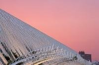 With the low cloud in the sky over the L'Umbracle, the city lights of Valencia, Spain created a red glow in the sky.