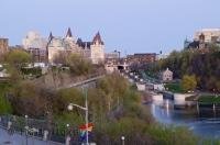 The attractive city of Ottawa has many highlights for visitors on vacation including the Rideau Canal seen here from Nepean Point.