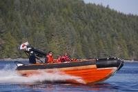 One of the best suited boats for the waters off Northern Vancouver Island are rigid hull inflatable boats.