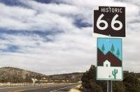 One of the signs in Arizona along the historic Route 66 near Peach Springs.