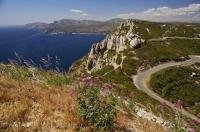 La Route des Cretes between the towns of Cassis and La Ciotat on the Mediterranean Sea in Provence, France in Europe.