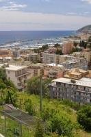 Blue Sky and blue waters along the waterfront of San Remo, Liguria, Italy.