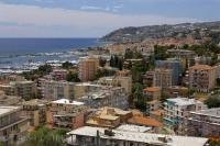 The sun soaked city of Sanremo along the Mediterranean coast of Liguria in Italy.