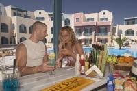 A beautiful resort hotel on Santorini Island in the city of Kamari