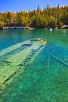 The intact stern of the Sweepstakes, a shipwreck in Big Tub Harbour in the popular Fathom Five National Marine Park, Lake Huron, Ontario, Canada.