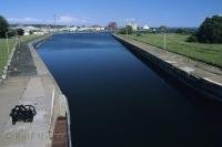 The Soo Locks are situated along the St Mary's River at Sault Sainte Marie at the US and Canada border.