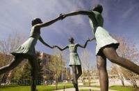 A sculpture situated on the grounds of the Brampton City Hall near Gage Park, Ontario, Canada.