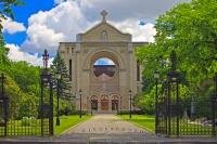 Dedicated in 1906, the St Boniface Cathedral in the city of Winnipeg was partly destroyed by fire in 1968 which left only the facade and a few sections of the walls remaining.