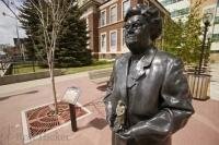 One of the prominent people of Red Deer, Alberta is cast in bronze as part of the towns Ghost Project.