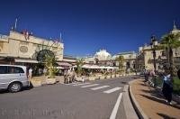A typical scene on the street in the city of Monte Carlo on a fine and sunny day in Monaco.