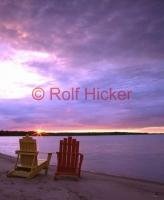 Chairs at sunset on Lake Huron in Ontario, a getaway vacation spot