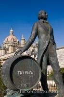 A statue of a man who was the creator of the famous sherry named Tio Pepe at the Gonzalez Bypass sherry bodega in the Province of Cadiz in Andalusia, Spain.