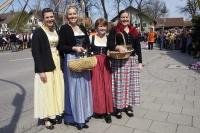 A group of ladies dressed in traditional German Dresses called dirndls in Putzbrunn, Germany.