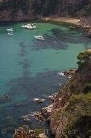 The Costa Brava coastline in Catalonia, Spain in Europe has many secret and tranquil coves for boats to explore.
